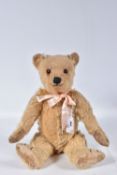AN FARNELL ALPHA GOLDEN PLUSH MOHAIR TEDDY BEAR, c.1930's, amber and black glass eyes, long muzzle
