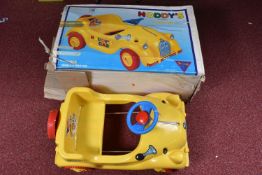 A BOXED TRI-ANG NODDY'S PEDAL CAR, c.1980's, yellow plastic car with steel pedals and mechanism,