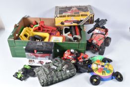 A QUANTITY OF RADIO CONTROL MODELS AND ASSORTED TOYS ETC., to include boxed RC 1970's Hong Kong made