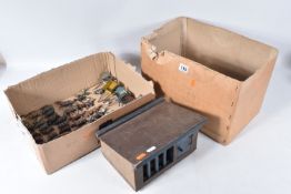 A QUANTITY OF HOLLOWCAST ANIMALS AND ACCESSORIES, all in playworn condition with paint loss and