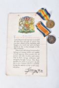 A PAIR OF WWI RAF MEDALS AND THREE KING GEORGE VI SCHOOLS THANK YOU MESSAGES, the medals are on