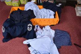 TWO BOXES OF US AIR FORCE CLOTHING, to include shirts, jackets, fire mittens and chaps, there are
