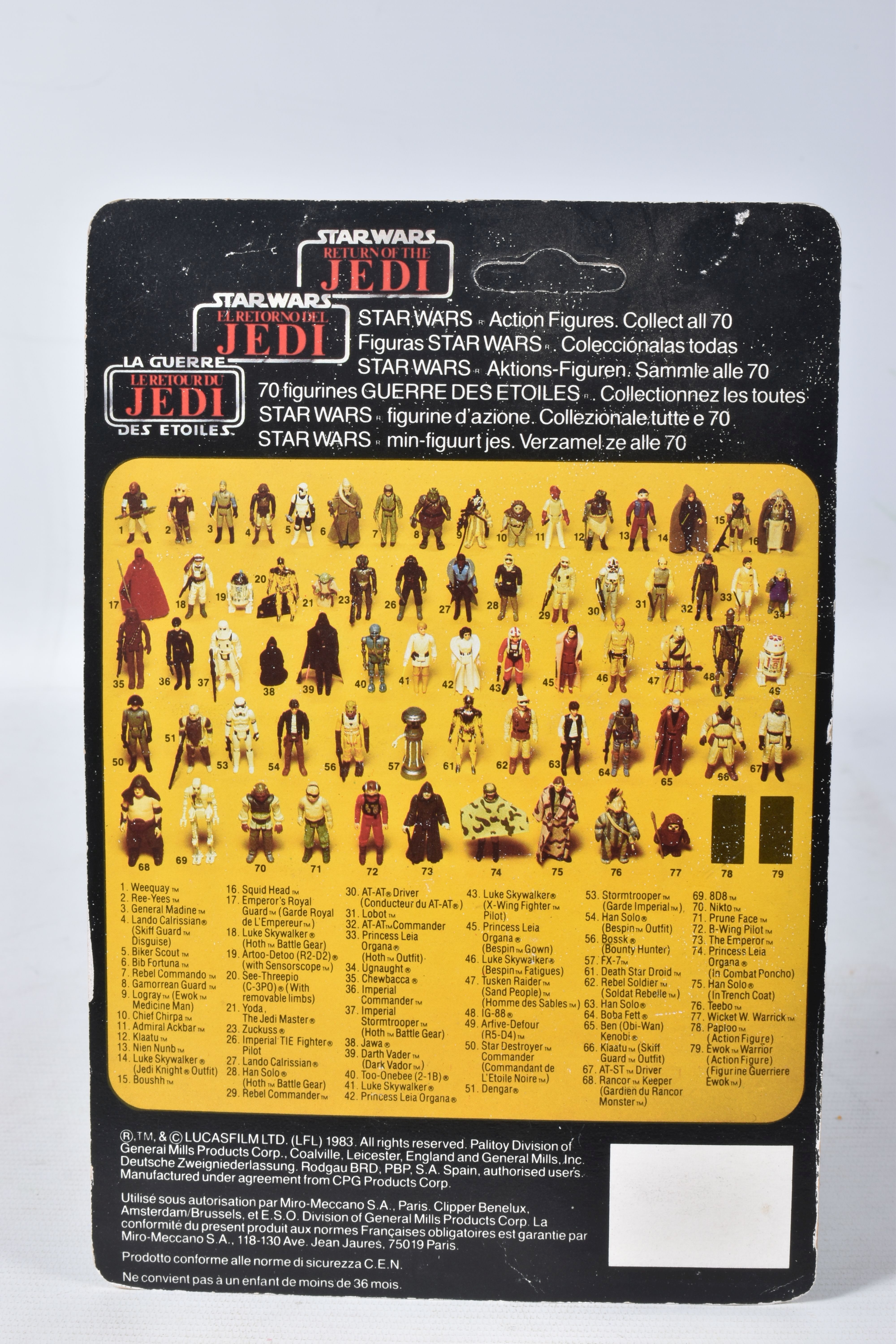 TWO SEALED PALITOY STAR WARS TRILOGO 'RETURN OF THE JEDI' FIGURES TO INCLUDE NIKTO, 1983, 70 back, - Image 7 of 24