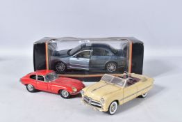 AN UNBOXED FRANKLIN MINT DIECAST 1961 JAGUAR E-TYPE, 1:24 scale, missing n/s headlamp glass but