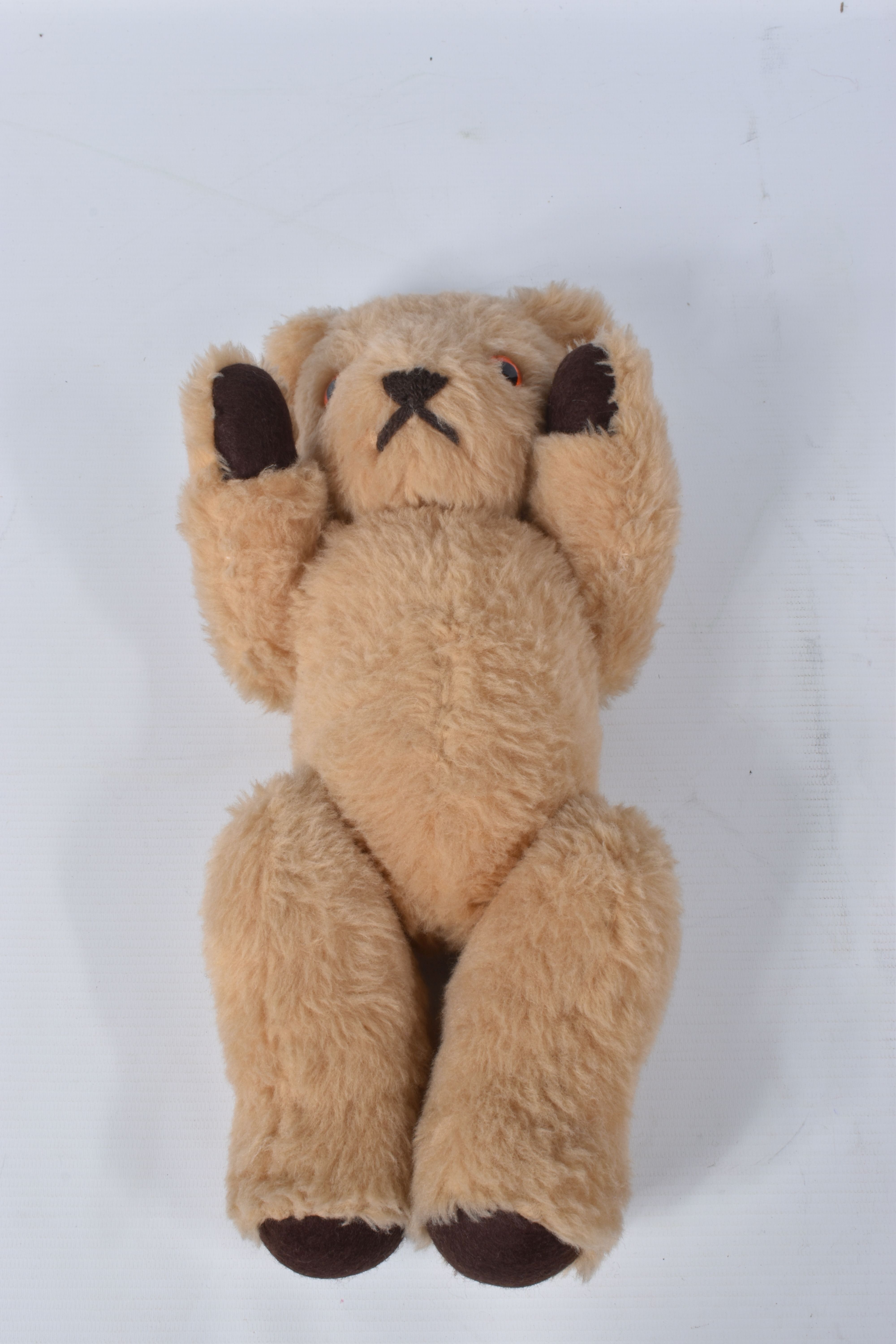 A BROWN WOOL TEDDY BEAR, c. 1950's possibly British or Australian, amber and black glass eyes, - Image 9 of 22