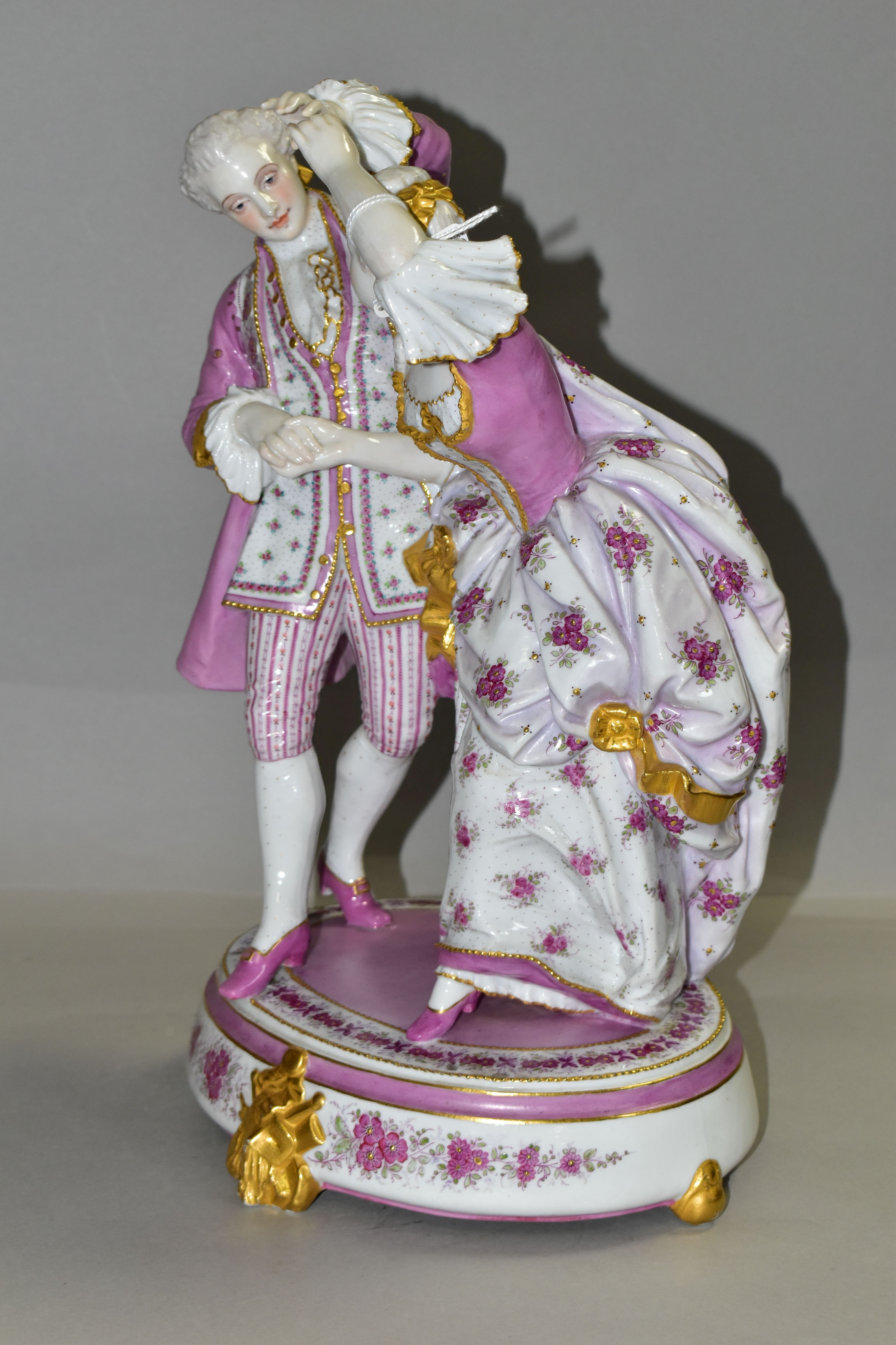 A LATE 19TH CENTURY PARIS (VION & BAURY) PORCELAIN FIGURE GROUP OF A LADY AND GENTLEMAN DANCING, - Image 7 of 11