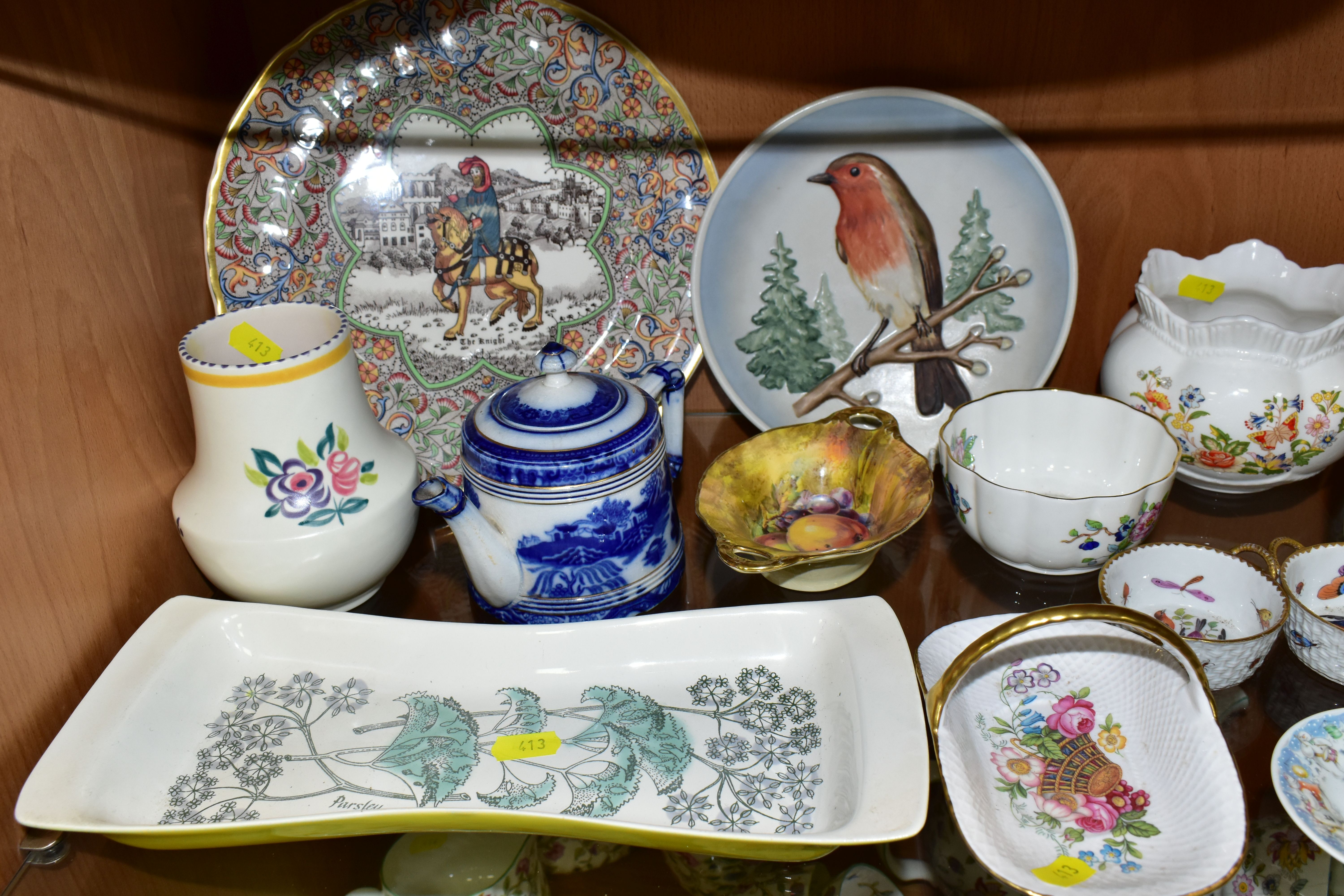 A COLLECTION OF ASSORTED CERAMICS, comprising a mid-century Poole Pottery 'Parsley' tray, two - Image 2 of 11