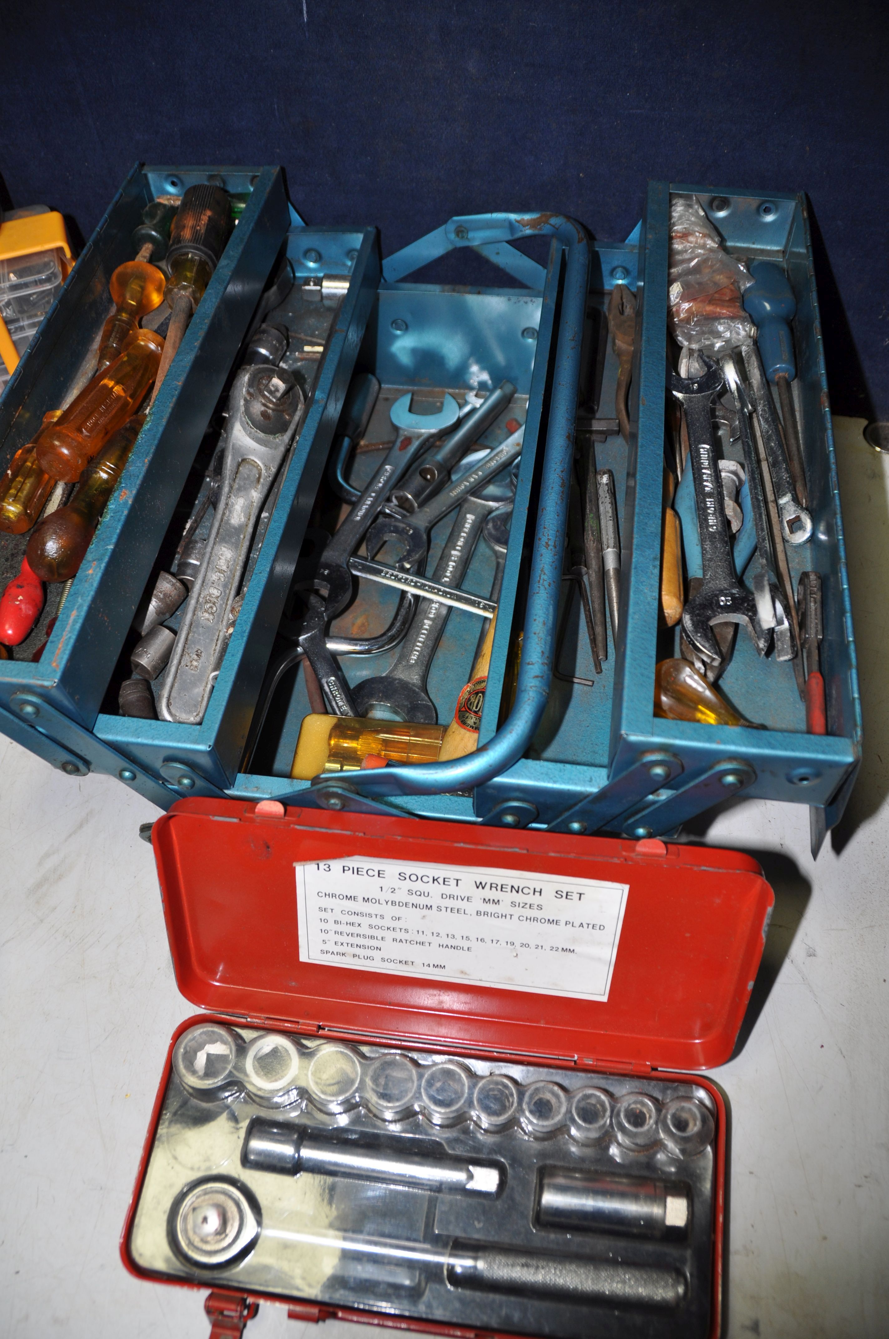 TWO TOOLBOXES containing ratchets, spanners, sockets, screwdrivers etc along with a 13 piece cased - Image 2 of 3