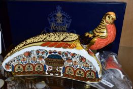 A BOXED ROYAL CROWN DERBY SIGNATURE EDITION PAPERWEIGHT, 'Golden Pheasant - The 250 Collection' to