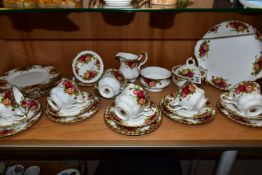 A THIRTY PIECE ROYAL ALBERT OLD COUNTRY ROSES PART TEA SET, comprising a cake plate, a cream jug,