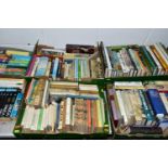 SIX BOXES OF BOOKS containing over 210 miscellaneous titles in hardback and paperback format,