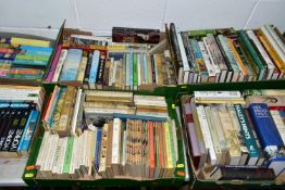 SIX BOXES OF BOOKS containing over 210 miscellaneous titles in hardback and paperback format,