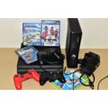 PLAYSTATION 4 PRO AND XBOX 360 S CONSOLES, includes FIFA Football 2005 (PS2), FIFA 19 (Xbox 360) and