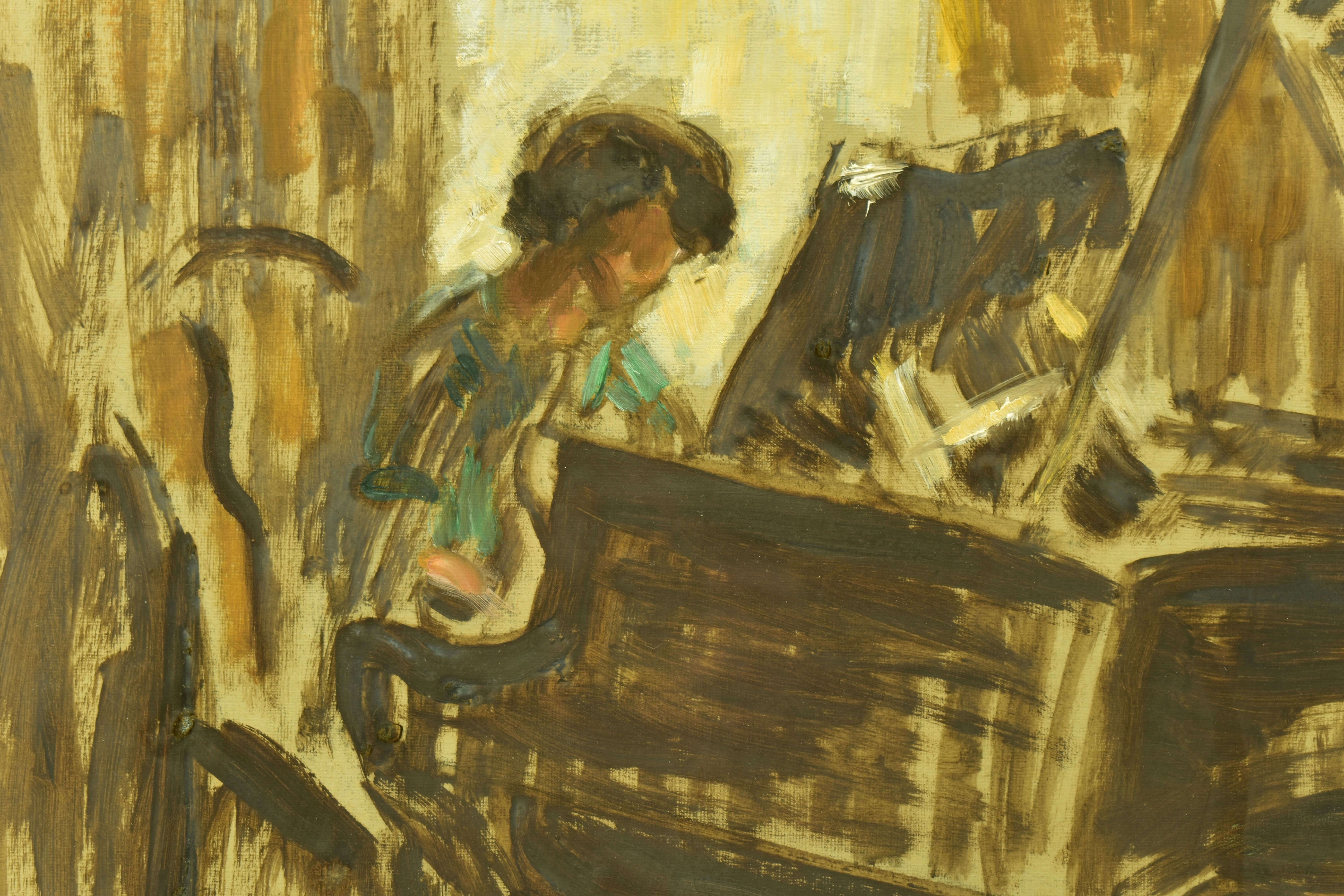 AMY FLATTO (20TH CENTURY) 'GIRL AT THE PIANO', a study of a female figure playing a Grand Piano, - Image 3 of 9