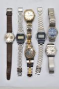 A BAG OF ASSORTED WRISTWATCHES, to include a gents 'Rotary' Automatic, two gents digital 'Casio'