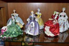 SIX ROYAL DOULTON FIGURINES, comprising Nicola HN2839, First Dance HN2803 (second quality with minor