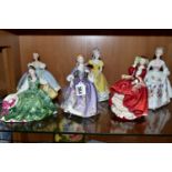 SIX ROYAL DOULTON FIGURINES, comprising Nicola HN2839, First Dance HN2803 (second quality with minor