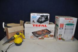 A TEFAL TABLETOP ELECTRIC GRILL along with Tefal steam cuisine 1000 food steamer, Black and Decker