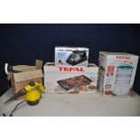 A TEFAL TABLETOP ELECTRIC GRILL along with Tefal steam cuisine 1000 food steamer, Black and Decker