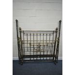 A VICTORIAN BRASS 5FT BEDSTEAD, with irons (condition:-missing a single brass spindle to