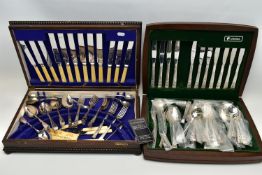 TWO CANTEENS OF CUTLERY, the first a wooden canteen containing a six person table setting of '