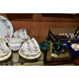 A ROYAL WORCESTER 'JUNE GARLAND' PATTERN TEA SET AND A COLLECTION OF CERAMIC THIMBLES, comprising