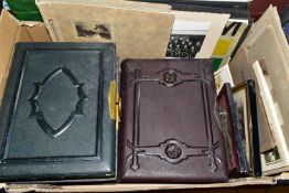 ONE BOX, containing three Victorian or Edwardian leather bound, brass clasped, gilt edged page,