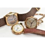 A LADYS 9CT GOLD 'ROLEX' WRISTWATCH AND TWO MID 20TH CENTURY WATCHES, the first a ladys manual