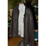 A GENT'S C & A COWHIDE NUBUCK LEATHER JACKET, size XL, together with an English Lady black faux