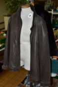 A GENT'S C & A COWHIDE NUBUCK LEATHER JACKET, size XL, together with an English Lady black faux