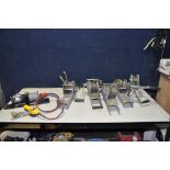 FIVE HAND WINCHES AND A SUPERWINCH ST2000 12VDC POWER WINCH with controller, hand winches include