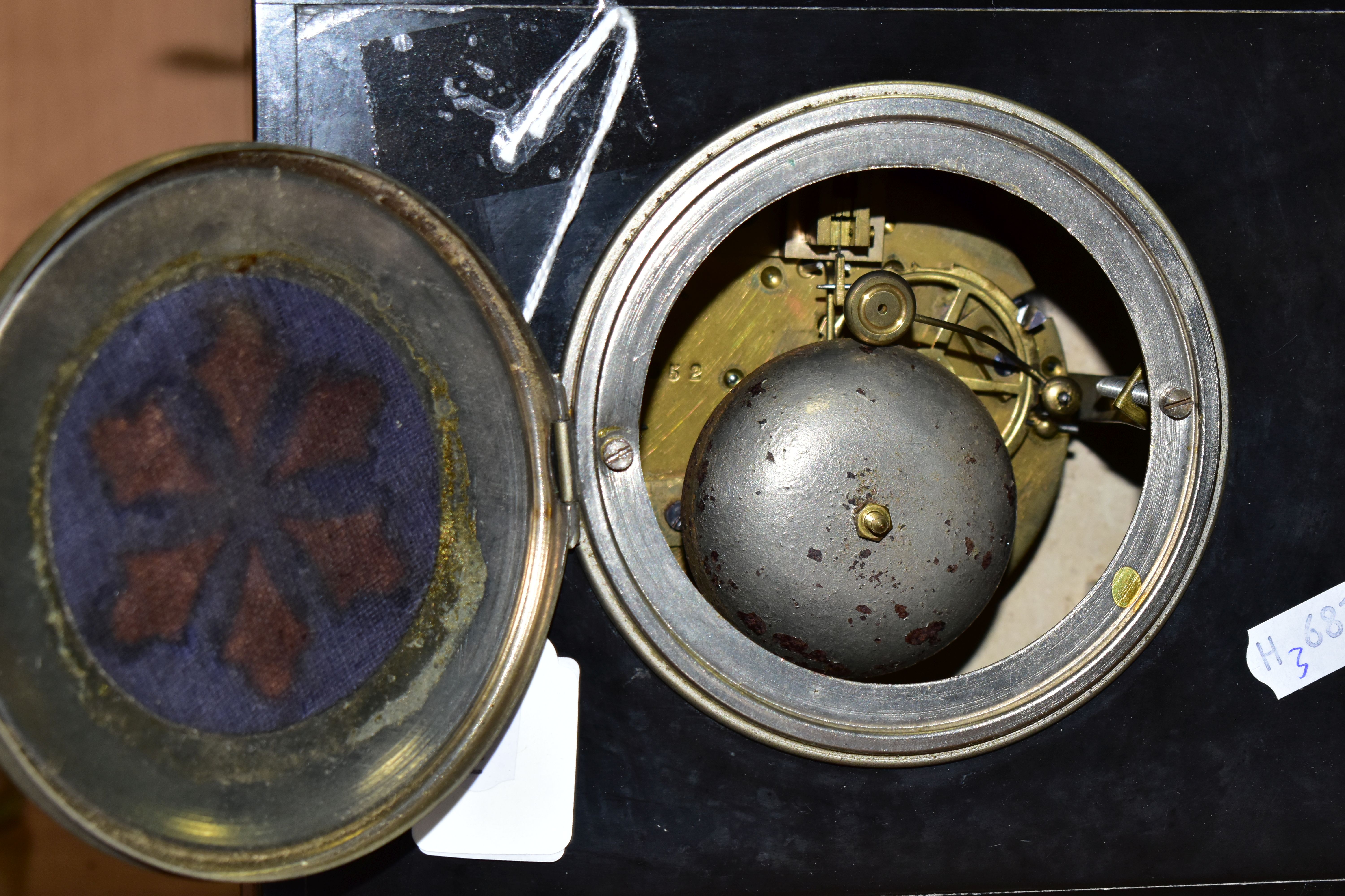 A FRENCH ART DECO MARBLE MANTEL CLOCK, Olivaux Renn, with key and pendulum and figure of an elephant - Image 8 of 8