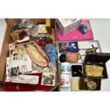 A BOX OF ASSORTED COSTUME JEWELLERY AND OTHER ITEMS, to include a 'Blitz' ultra 2000 jewellery