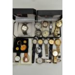 A BOX OF ASSORTED WATCHES, to include twelve wrist watches, names to include 'Zurich, Timex, Sona,