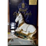 A BOXED ROYAL CROWN DERBY 'UNICORN' PAPERWEIGHT, limited edition 632/2000, with certificate,