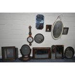 A SELECTION OF ANTIQUE WALL MIRRORS, to include a Victorian oval swing mirror, a Victorian