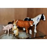 FIVE BESWICK AND BORDER FINE ARTS ANIMAL FIGURES, comprising a John Beswick 'Vanner Pony' Piebald