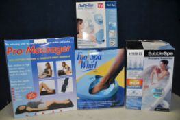 A HOMEDICS BUBBLE SPA in box with attachments, Remington foot spa whirl model No unknown, BaByliss