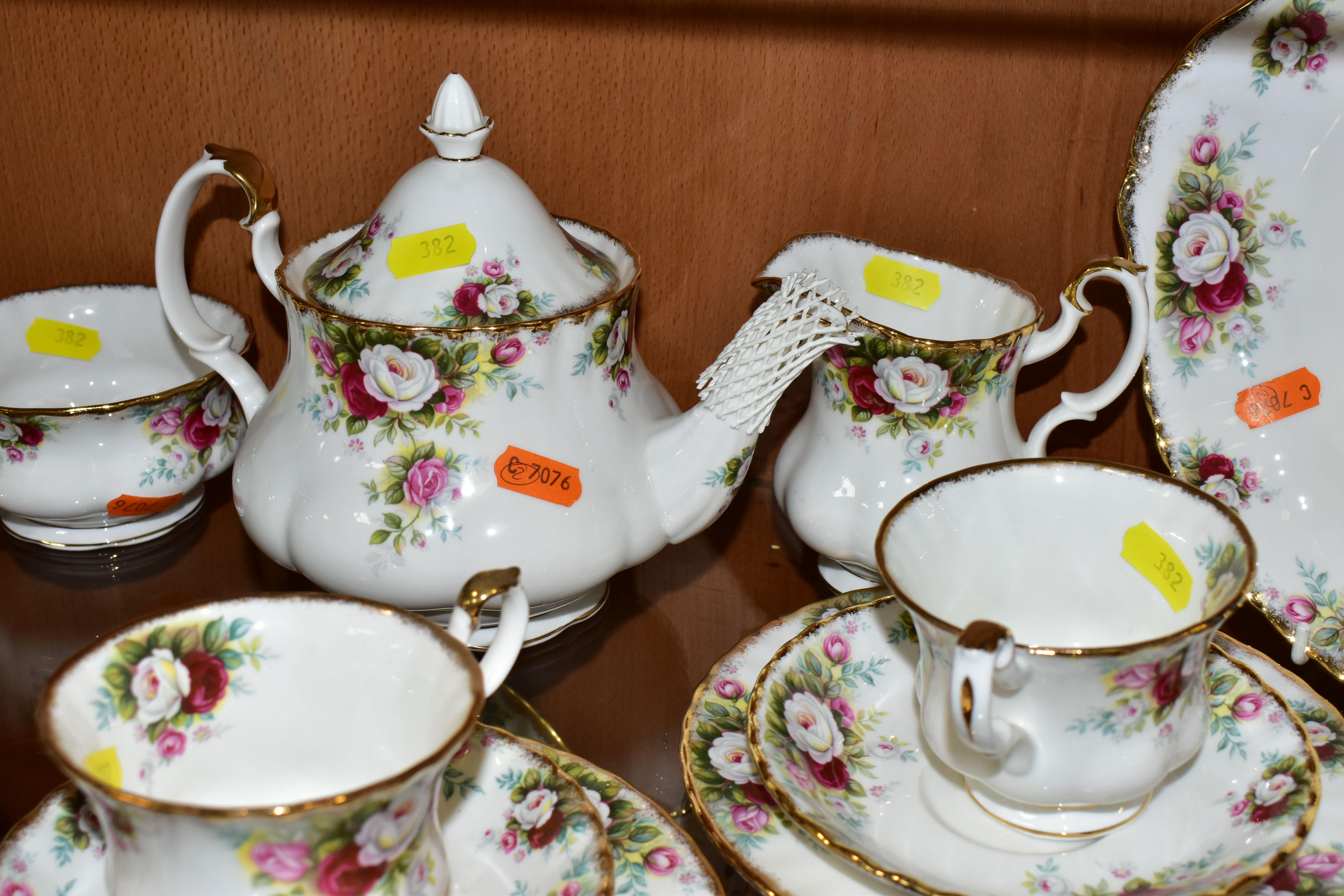 A ROYAL ALBERT 'CELEBRATION' PATTERN TEA SET, comprising two cake plates (one marked as second - Image 6 of 7