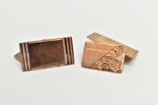 A PAIR OF 9CT GOLD CUFFLINKS, each of a rectangular form, hallmarked 9ct Birmingham, approximate
