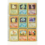 MOSTLY COMPLETE POKEMON BASE SET, includes cards 5-6, 10, 12-13, 18, 22-31, 33-34, 36-53, 55-66,