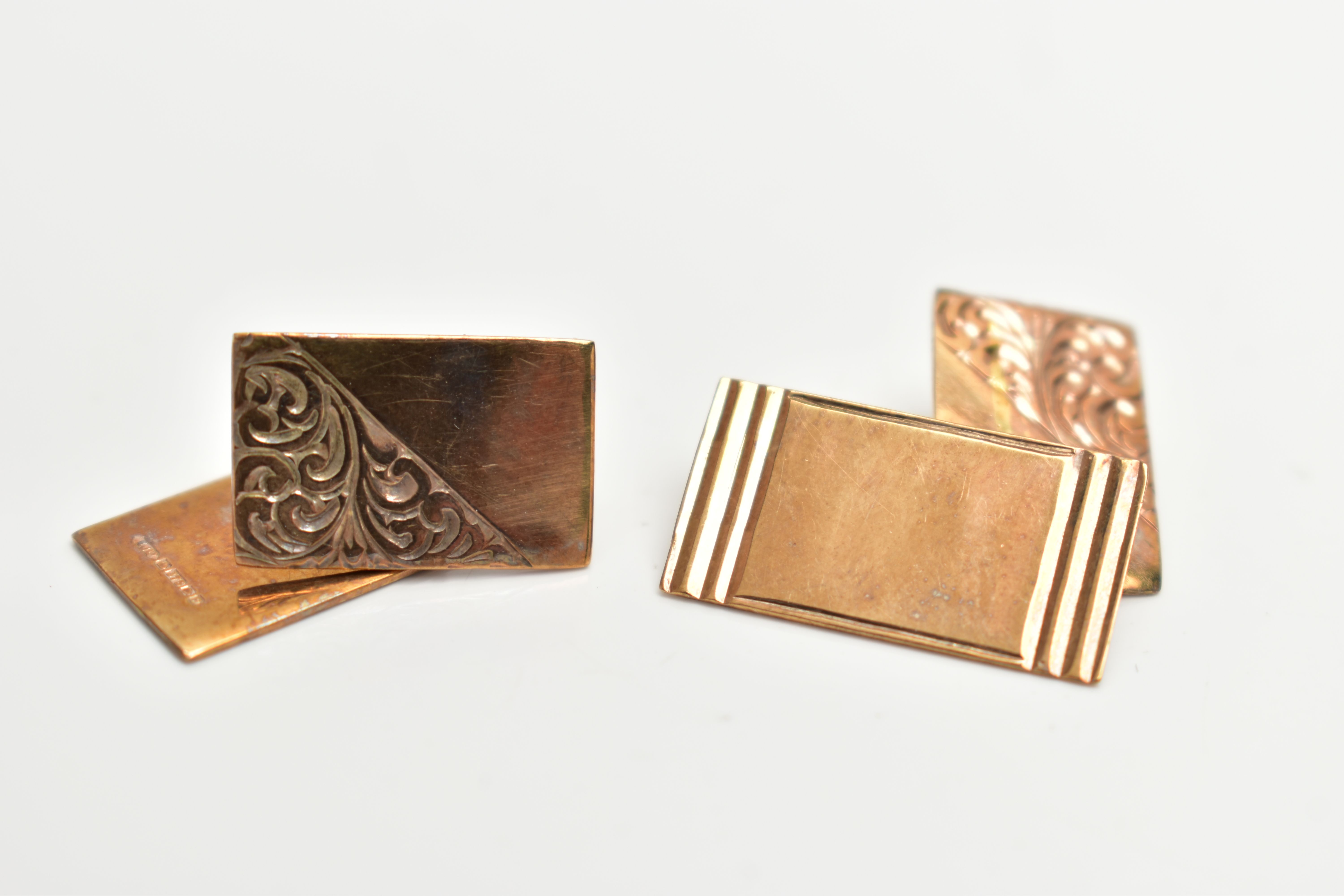 A PAIR OF 9CT GOLD CUFFLINKS, each of a rectangular form, hallmarked 9ct Birmingham, approximate - Image 2 of 2