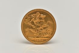 A FULL GOLD SOVEREIGN COIN, Obverse depicting Queen Elizabeth II, reverse George and the Dragon
