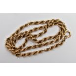 A 9CT GOLD ROPE TWIST CHAIN, fitted with a spring clasp, hallmarked 9ct Birmingham import, length