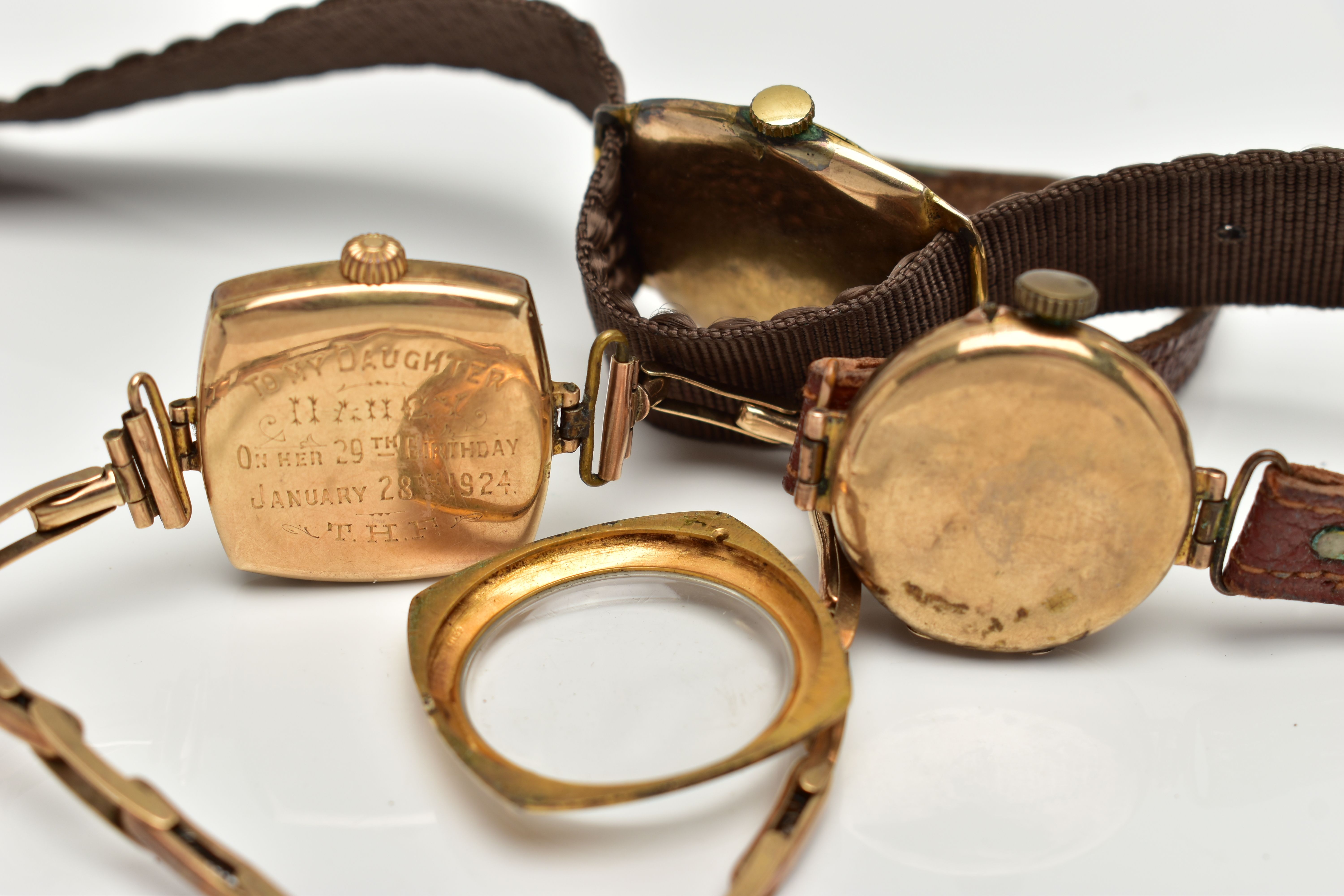 A LADYS 9CT GOLD 'ROLEX' WRISTWATCH AND TWO MID 20TH CENTURY WATCHES, the first a ladys manual - Image 7 of 7