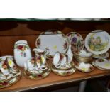 A ROYAL ALBERT 'OLD COUNTRY ROSES' PATTERN TEA SET, comprising a square form vase, height 17cm, cake