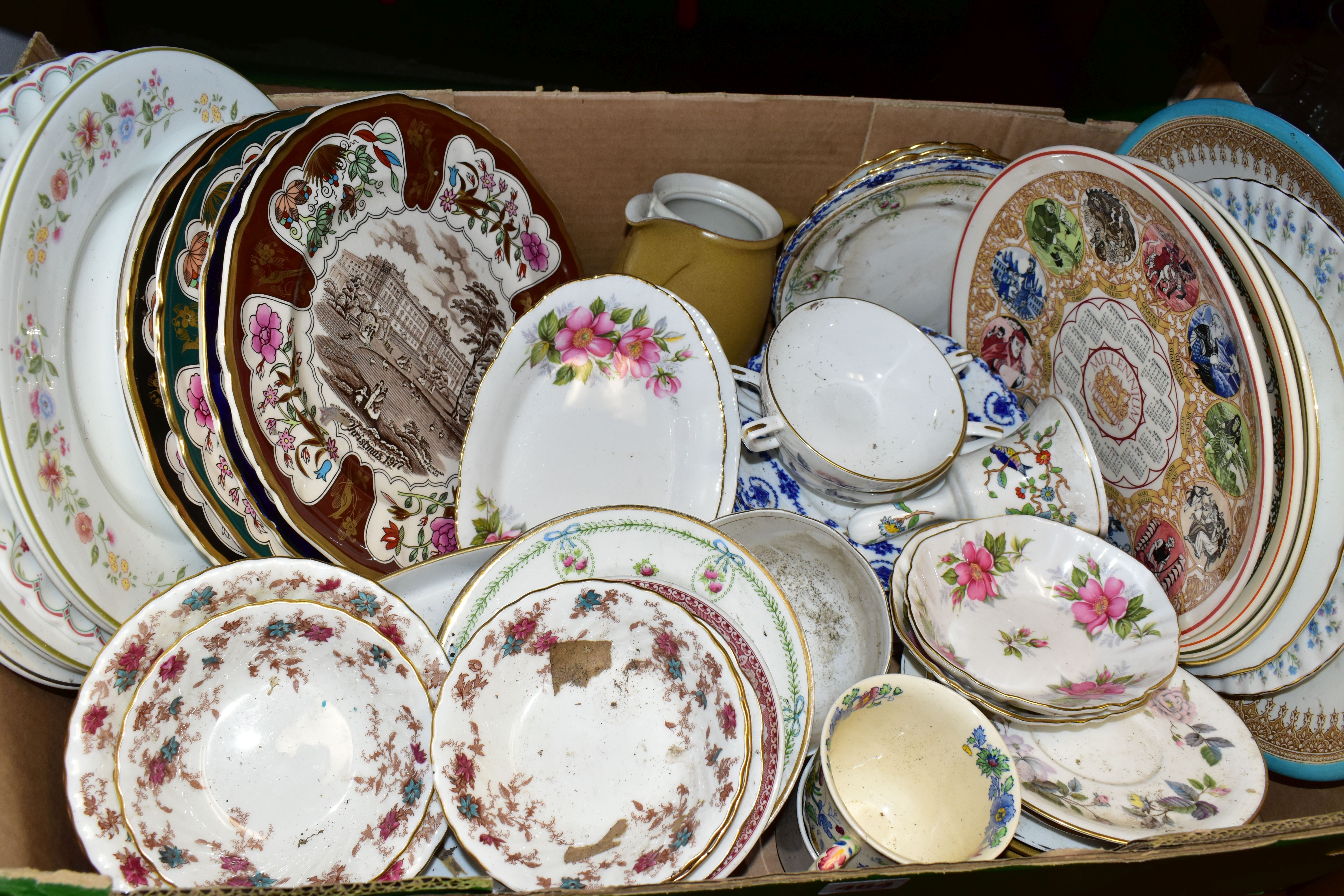 TWO BOXES OF CERAMICS, including assorted tea and dinnerware by Minton, Royal Worcester and Royal - Image 2 of 4