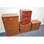 A TALL MAHOGANY CHEST OF SIX DRAWERS, and two three drawer bedside cabinets, along with a three