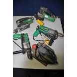 A COLLECTION OF HITACHI POWERTOOLS to include Hitachi CJ65V jigsaw, Hitachi drill model No