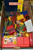 A QUANTITY OF ASSORTED LOOSE MECCANO, assorted parts from various eras from red and green to 1970'